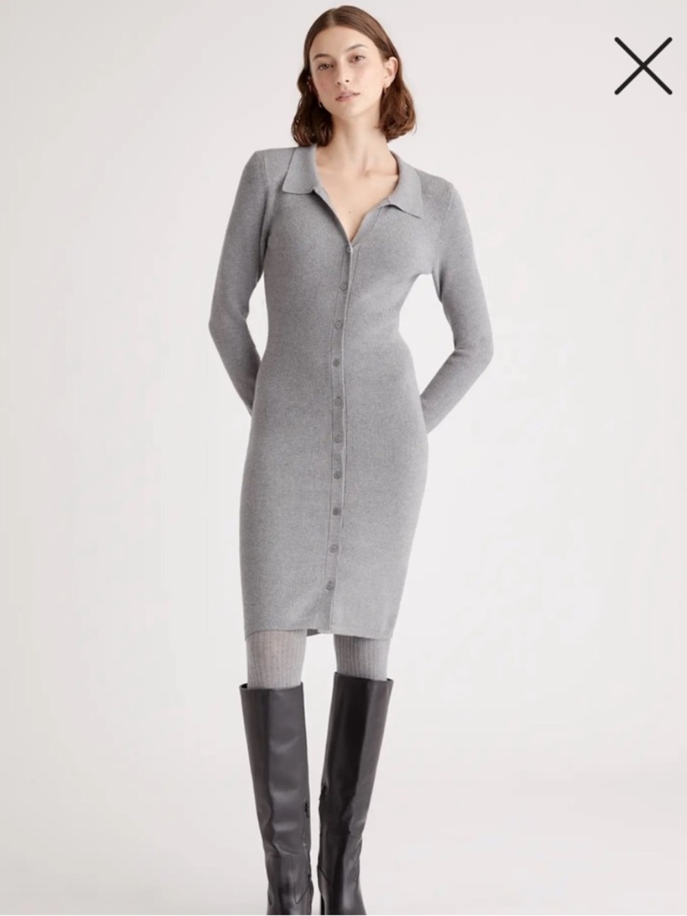 Quince Eco Knit sweater dress in Grey